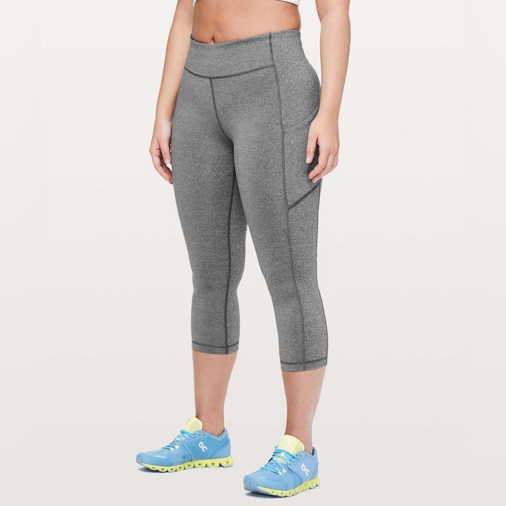 Lululemon Speed Up Cropped Heather Gray Athletic Running Leggings Size 8